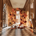 Load image into Gallery viewer, Lumière d'Automne de Solférino Paris entouré de châtaignes et de feuilles d'automne
