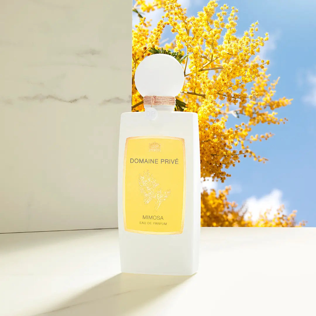 Mimosa de Domaine Privé, flacon en ambiance