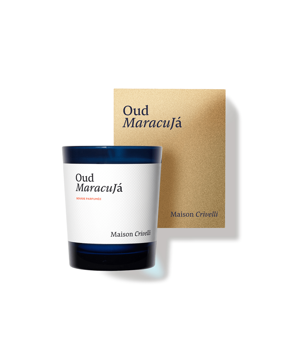 Bougie parfumée Oud Maracujá de Maison Crivelli, 190 g avec son étui