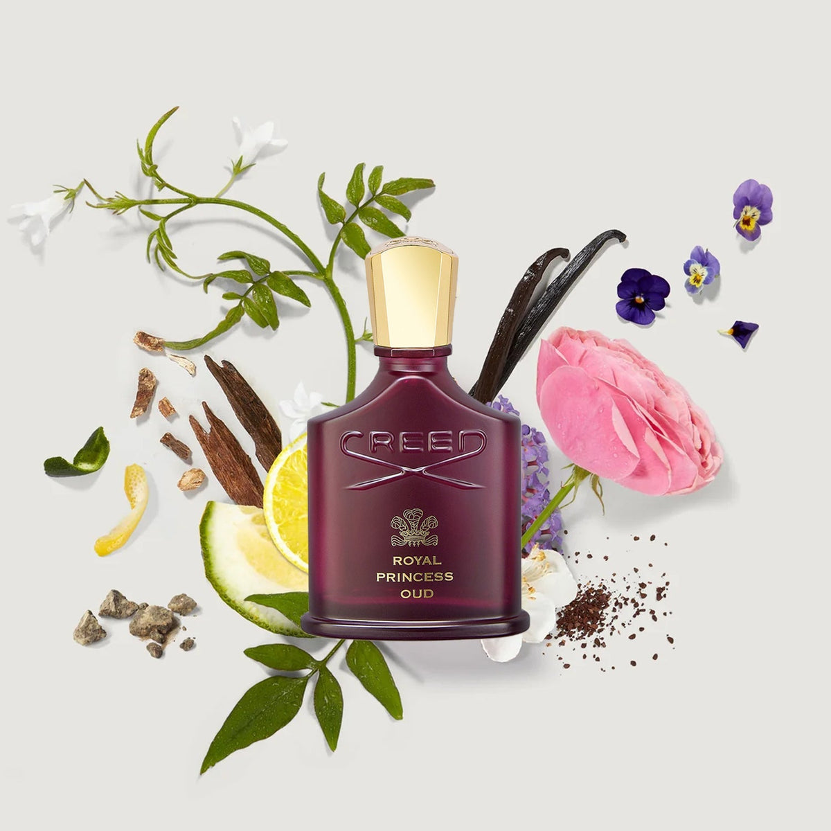 Royal Princess Oud de Creed, flacon et matières premières