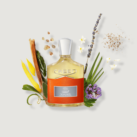 Viking Cologne de Creed, flacon et matières premières